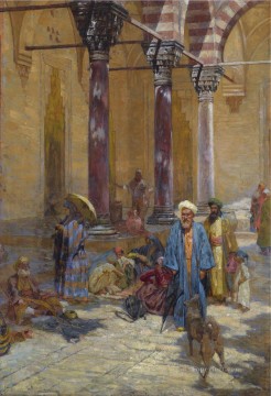 150の主題の芸術作品 Painting - モスク地区の東洋の風景 シメオン・サッビデス・アラベール作